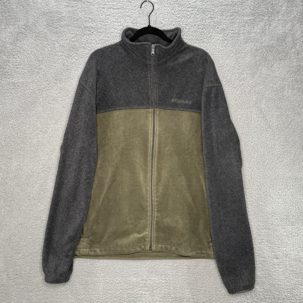 Columbia Jacket Mens 2XL Green Blue Steens Mountain 2.0 Fleece Outdoor Hiking